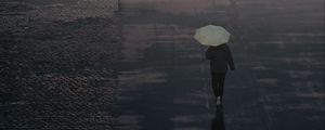 Preview wallpaper man, umbrella, road, alone, rain