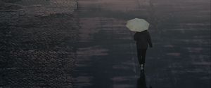 Preview wallpaper man, umbrella, road, alone, rain