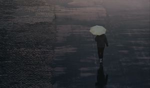 Preview wallpaper man, umbrella, road, alone, rain