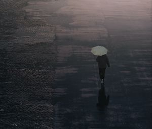 Preview wallpaper man, umbrella, road, alone, rain
