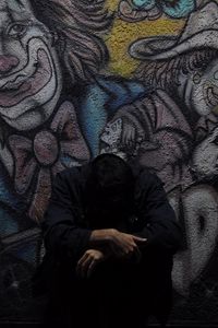 Preview wallpaper man, wall, graffiti, sadness, loneliness