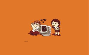 Preview wallpaper man, woman, computer, love, gamer, vector