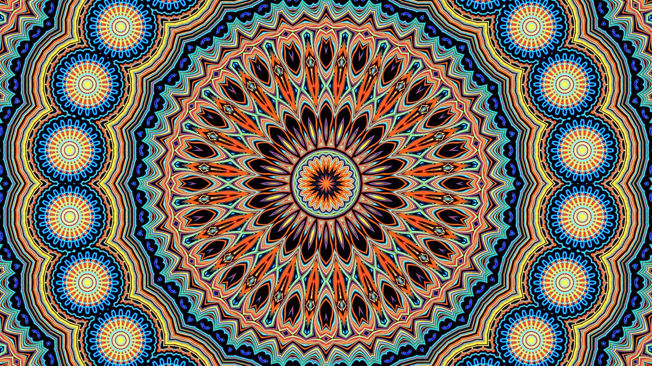 Wallpaper mandala, fractal, circles, pattern, abstraction