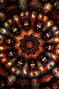 Preview wallpaper mandala, fractal, pattern, abstraction, brown