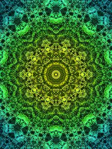 Preview wallpaper mandala, fractal, pattern, abstraction, green