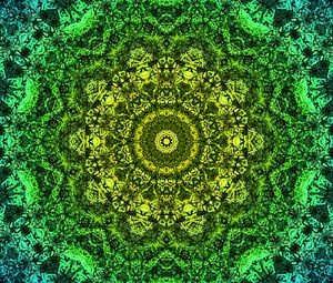 Preview wallpaper mandala, fractal, pattern, abstraction, green