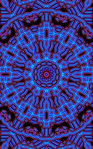 Preview wallpaper mandala, fractal, patterns, lines, blue, red