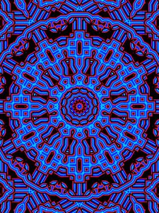 Preview wallpaper mandala, fractal, patterns, lines, blue, red