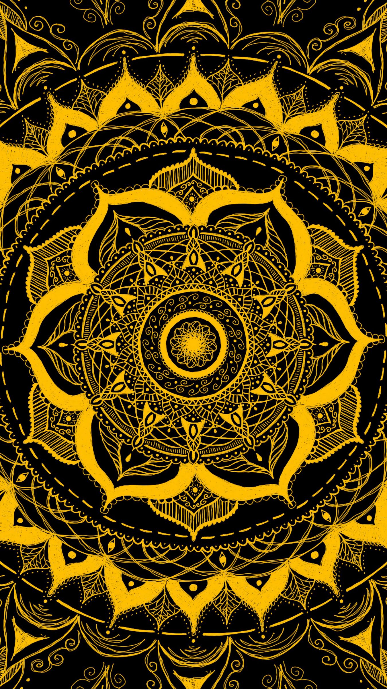 1350x2400 Wallpaper mandala, pattern, abstraction, tangled, yellow