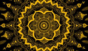 Preview wallpaper mandala, pattern, abstraction, tangled, yellow