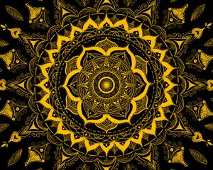 Preview wallpaper mandala, pattern, abstraction, tangled, yellow