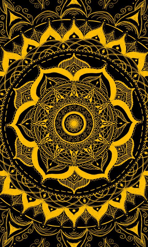 480x800 Wallpaper mandala, pattern, abstraction, tangled, yellow