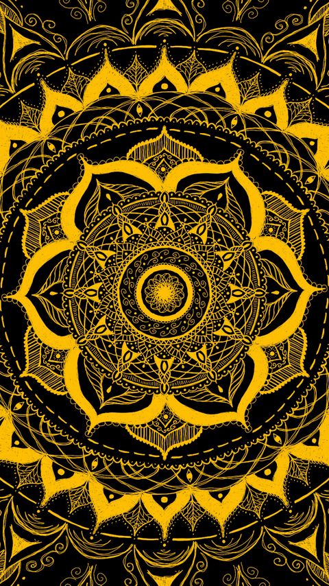 480x854 Wallpaper mandala, pattern, abstraction, tangled, yellow
