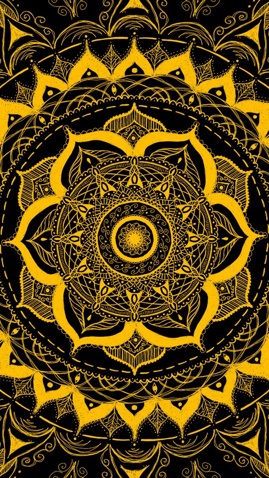 540x960 Wallpaper mandala, pattern, abstraction, tangled, yellow