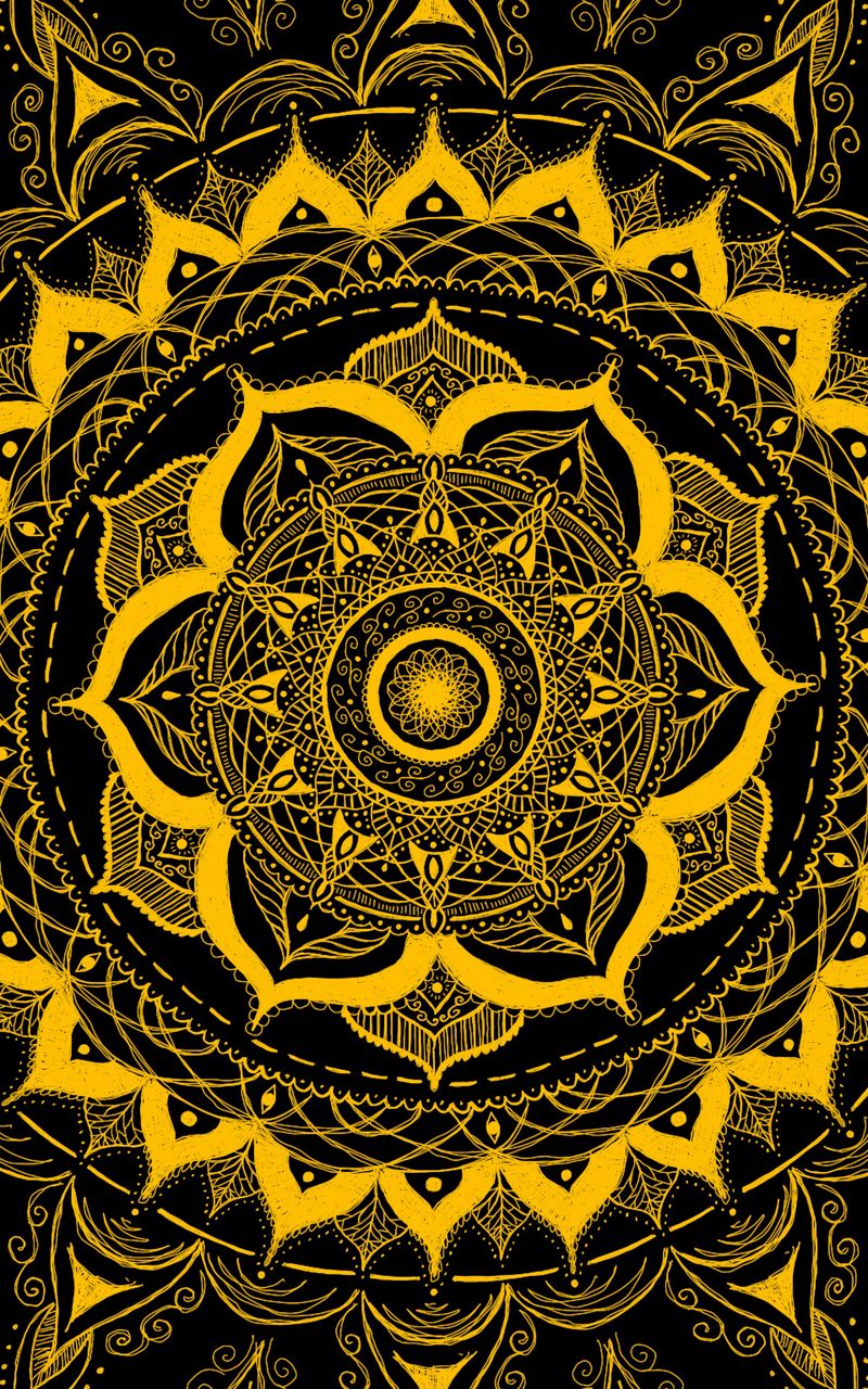 800x1280 Wallpaper mandala, pattern, abstraction, tangled, yellow