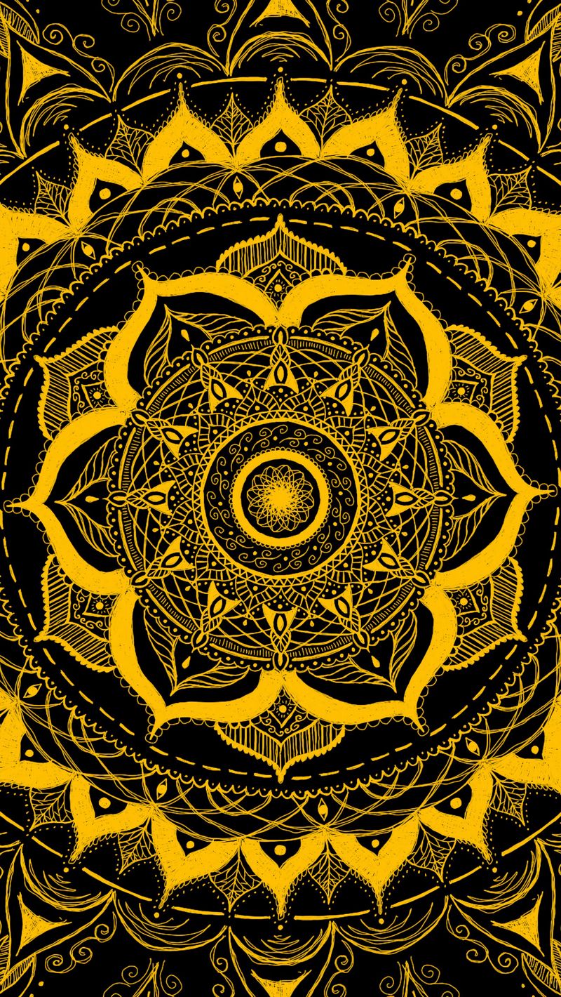 800x1420 Wallpaper mandala, pattern, abstraction, tangled, yellow