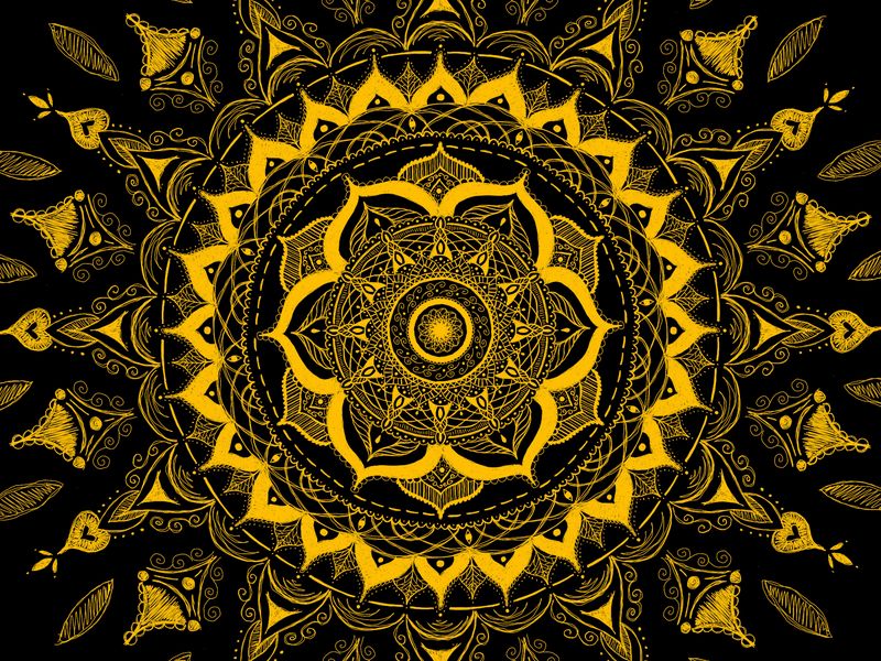 800x600 Wallpaper mandala, pattern, abstraction, tangled, yellow