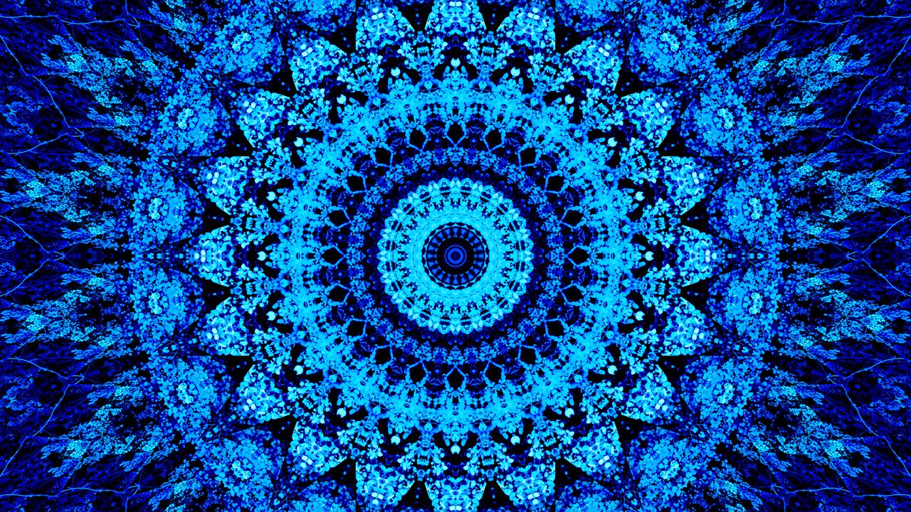Wallpaper mandala, pattern, circles, blue, bright