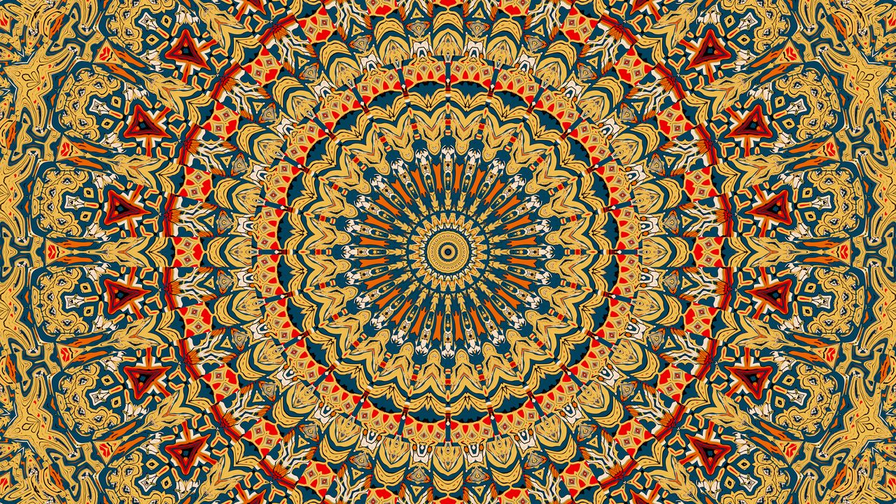 Wallpaper mandala, pattern, fractal, circles, shapes, abstraction