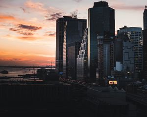 Preview wallpaper manhattan, new york, usa, evening, buildings