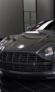 Preview wallpaper mansory, aston martin, dbs, 2009, black, front view, style, reflection