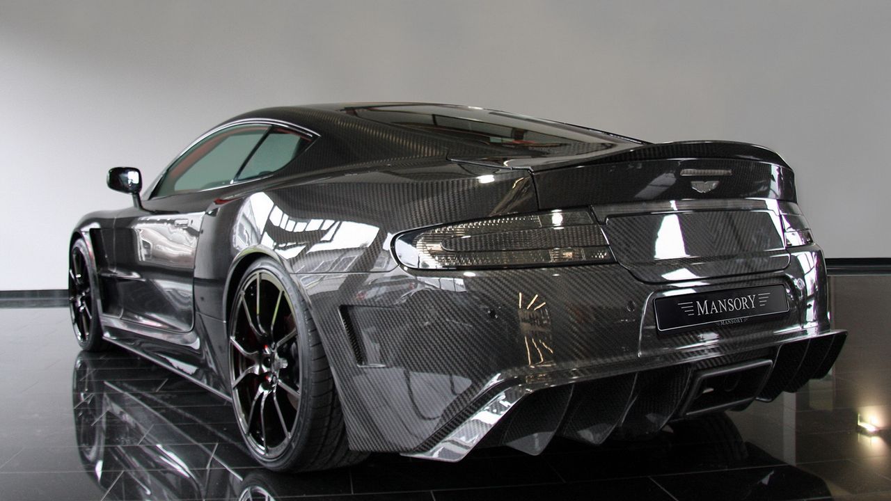 Wallpaper mansory, aston martin, dbs, 2009, carbon, black, rear view, style, reflected