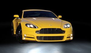 Preview wallpaper mansory, aston martin, v8, vantage, yellow, front view, style, sports