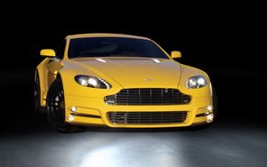 Preview wallpaper mansory, aston martin, v8, vantage, yellow, front view, style, sports