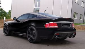 Preview wallpaper mansory, aston martin, vanquish, 2005, black, side view, style, building