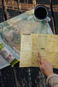 Preview wallpaper map, cup, hand, travel