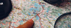 Preview wallpaper map, finger, route, travel