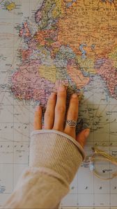 Preview wallpaper map, hand, journey, mood