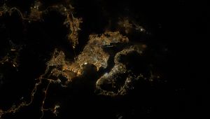Preview wallpaper map, satellite, lights, city, aerial view, dark