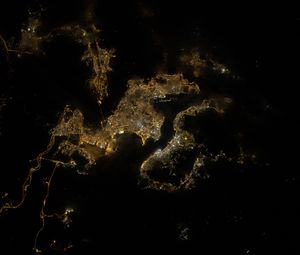 Preview wallpaper map, satellite, lights, city, aerial view, dark