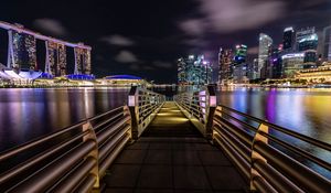 Preview wallpaper marina, night city, jetty, city lights, singapore