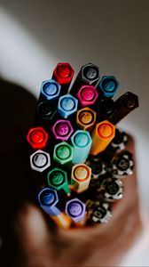 Preview wallpaper markers, hand, multicolored, drawing