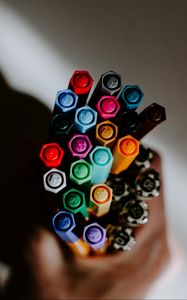 Preview wallpaper markers, hand, multicolored, drawing