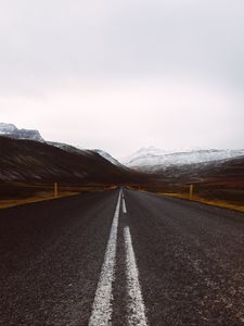 Preview wallpaper marking, road, asphalt, mountains, sky