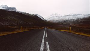 Preview wallpaper marking, road, asphalt, mountains, sky