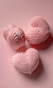 Preview wallpaper marshmallow, dessert, hearts, pink
