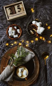 Preview wallpaper marshmallows, cup, drink, christmas, decoration