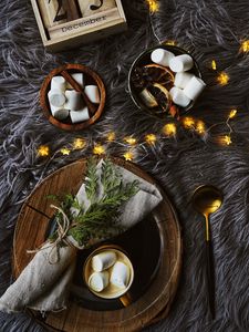 Preview wallpaper marshmallows, cup, drink, christmas, decoration