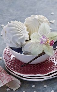 Preview wallpaper marshmallows, orchid, crockery