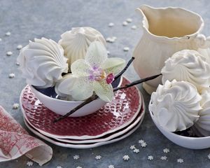 Preview wallpaper marshmallows, orchid, crockery