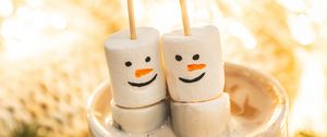 Preview wallpaper marshmallows, snowmen, cocoa, mug, dessert