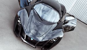Preview wallpaper marussia, b2, black, supercar, front view, doors