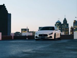 Preview wallpaper maserati, car, white, front view, city