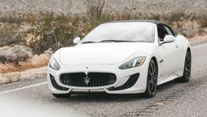 Preview wallpaper maserati grancabrio, maserati, car, sports car, convertible, white