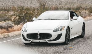 Preview wallpaper maserati grancabrio, maserati, car, sports car, convertible, white