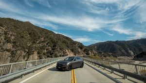 Preview wallpaper maserati levante, maserati, crossover, bridge, sky, mountains